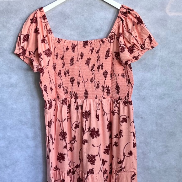 Anthropologie Daily Practice Cotton Smoked Tiered, Puff sleeve Maxi Dress - Picture 11 of 16